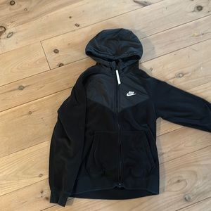Men’s small zip up black Nike fleece sweatshirt water resistant